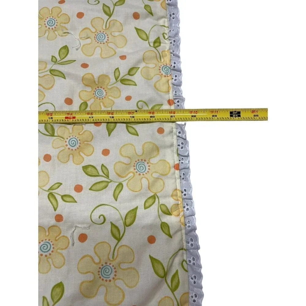 Vintage Handmade Baby Ruffle Yellow Floral Blanket